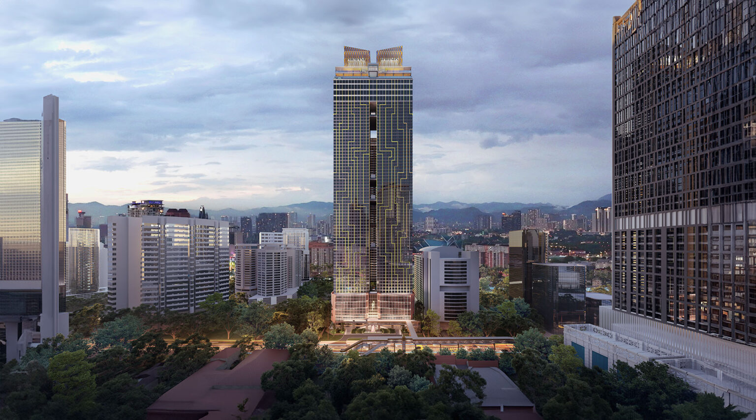 Armani Hallson KLCC towers rising along Jalan Ampang