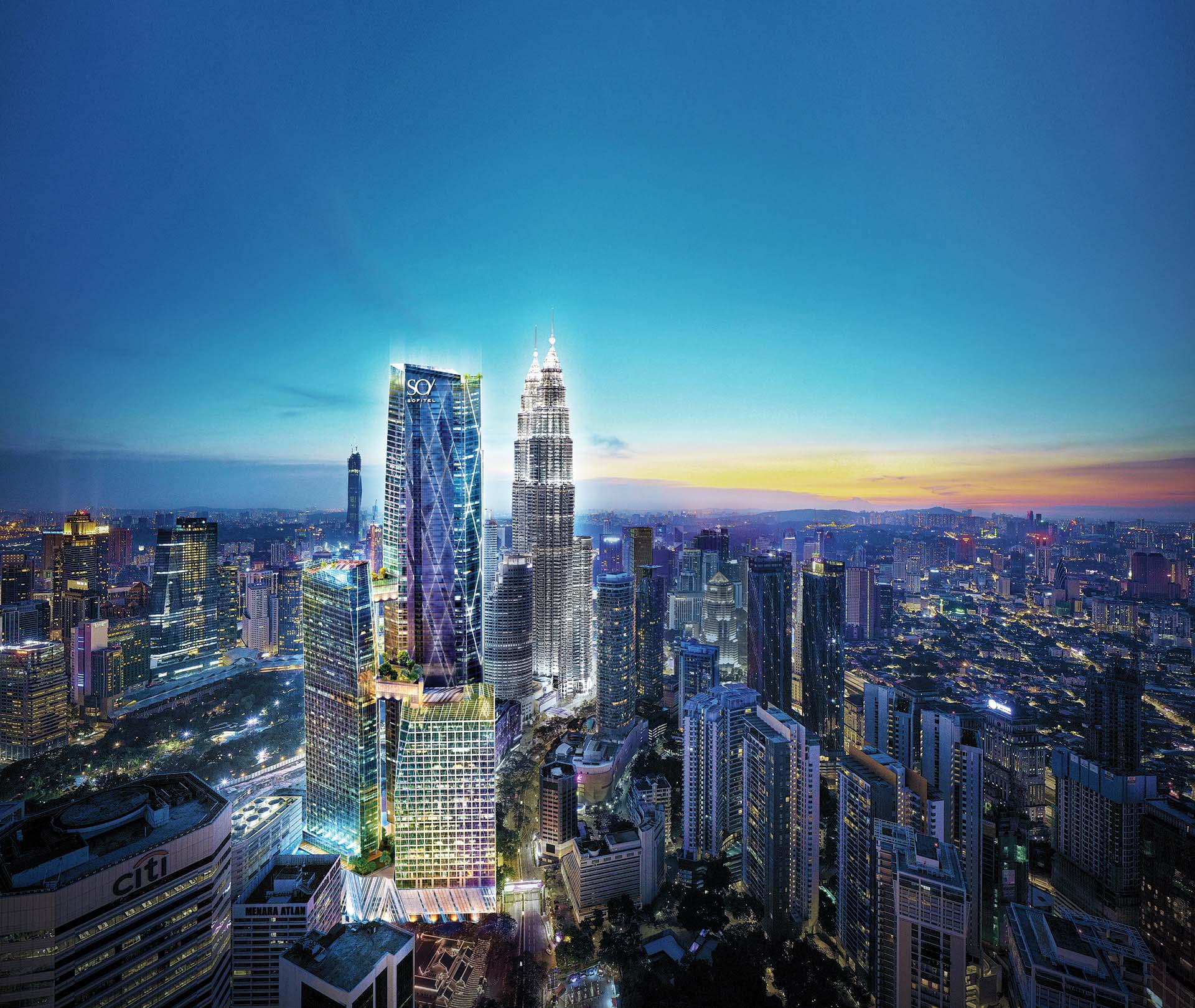 Oxley Towers and SO KL Residences beside the Petronas Twin Towers