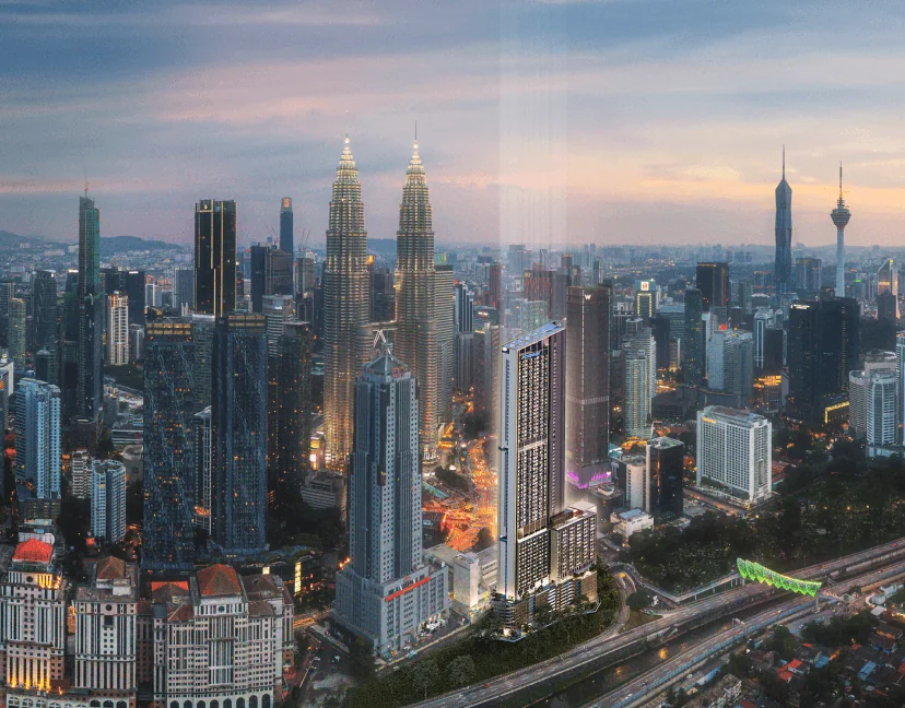 Kuala Lumpur city skyline with the Petronas Twin Towers