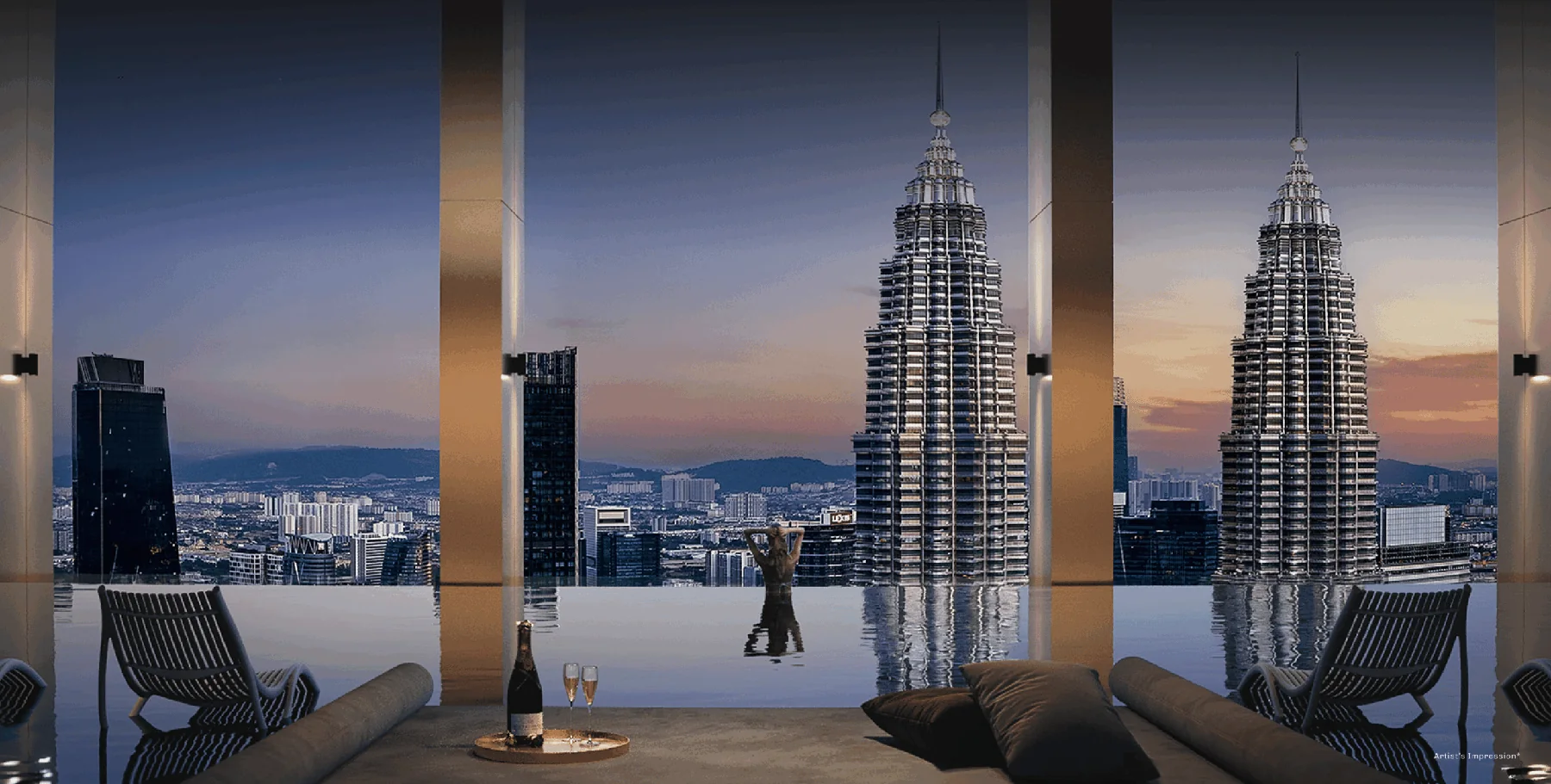Divine KLCC infinity lap pool and Twin Towers view, artist impression