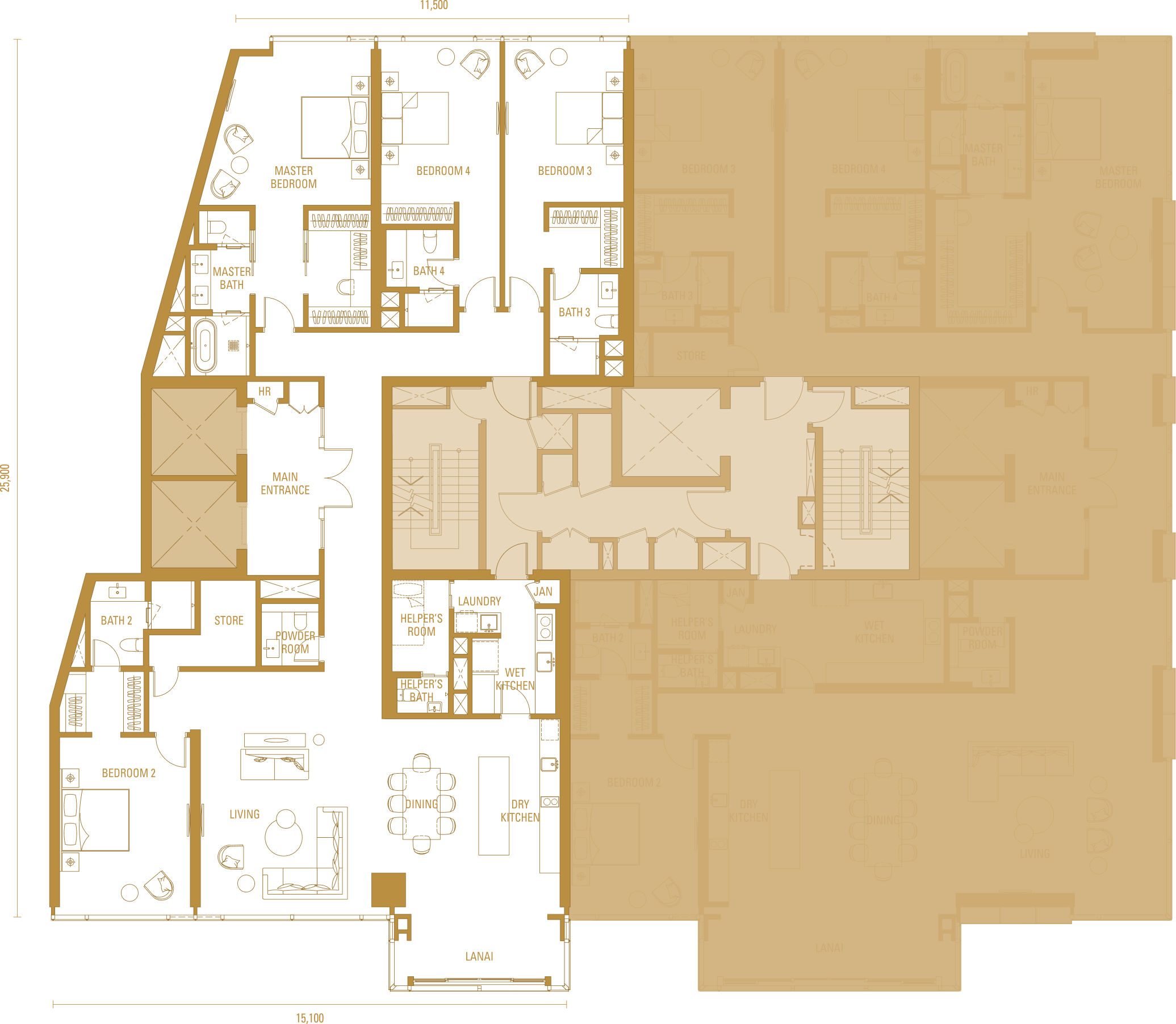 Imperial Residences 帝国私邸 H1 3,380 方尺四套房户型图