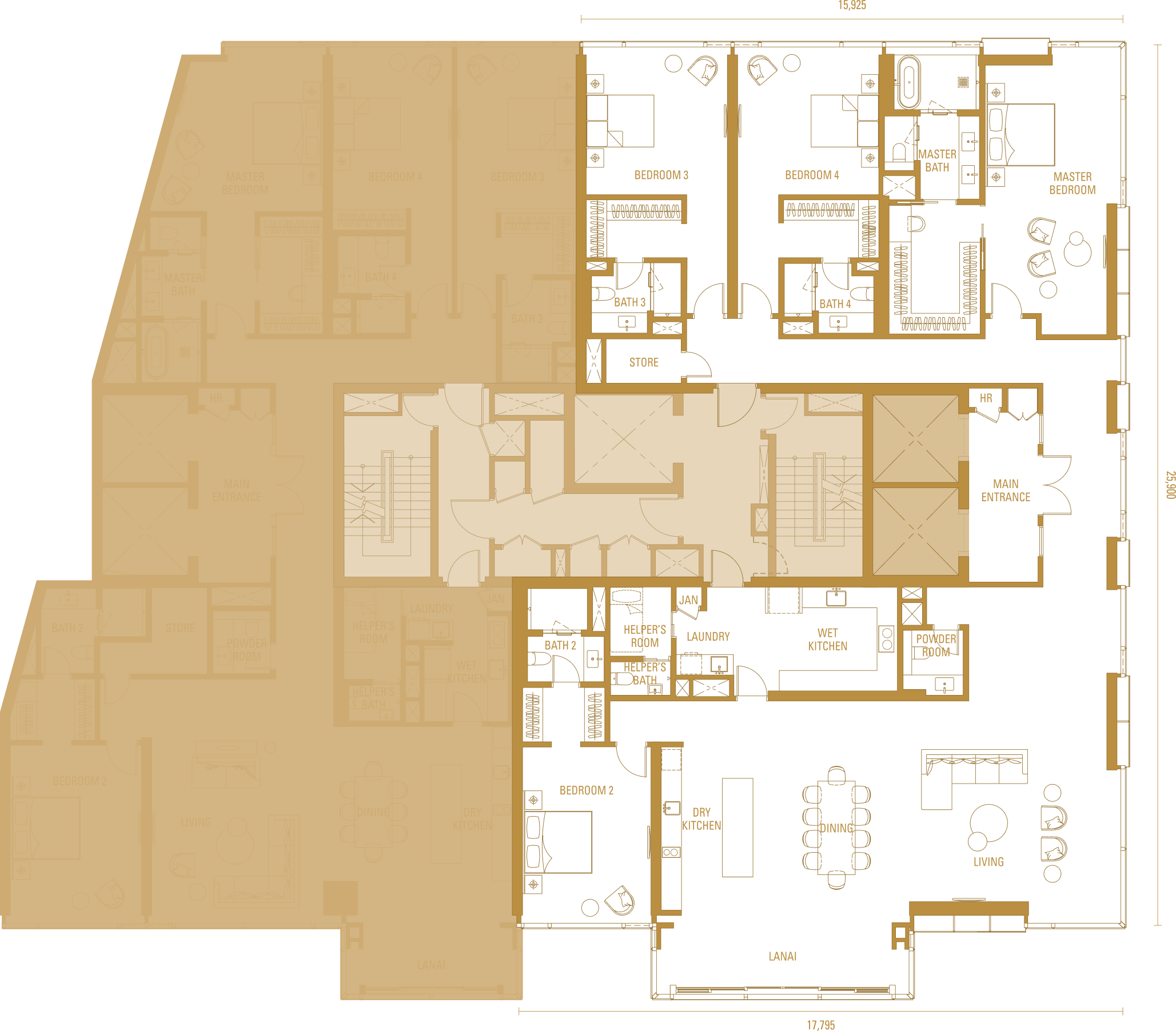 Imperial Residences 帝国私邸 H2 4,090 方尺四套房户型图