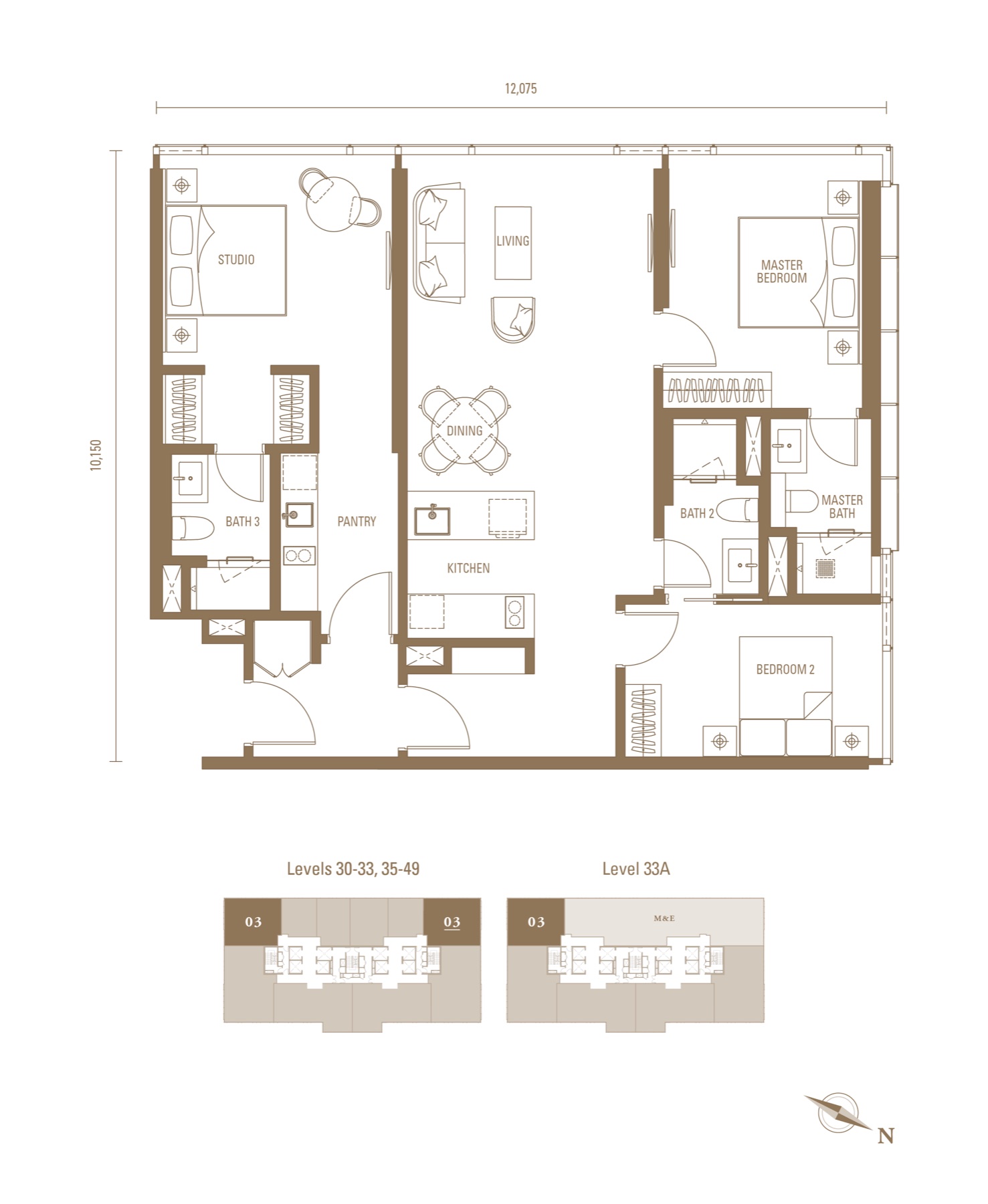 Royal Suites DK1 1,302 方尺双钥匙户型图