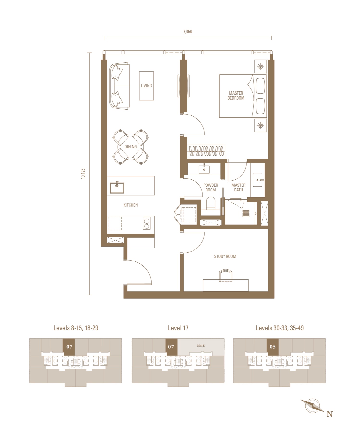 Royal Suites J2 753 方尺一房加书房户型图