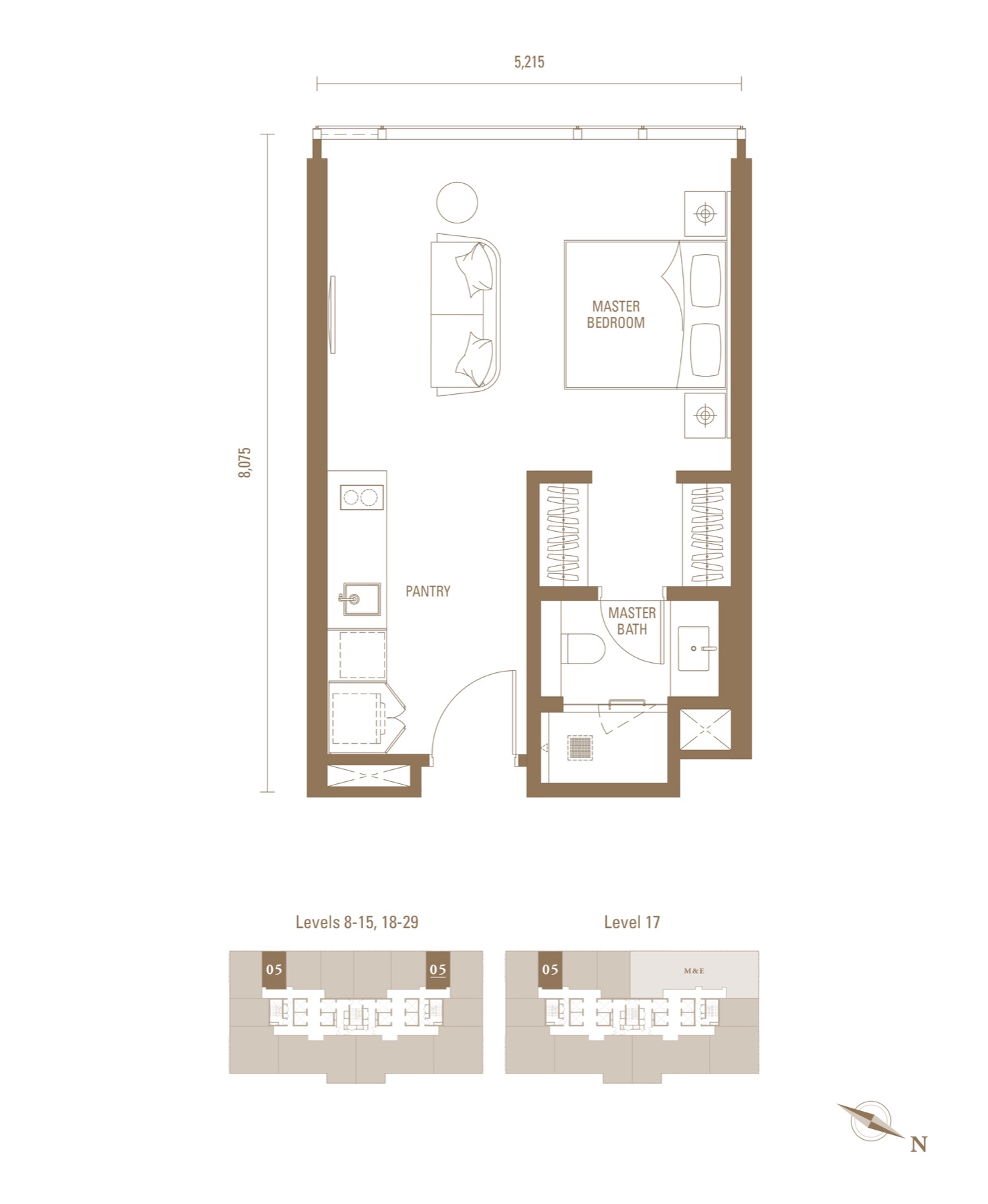 Royal Suites S1 452 方尺单间公寓户型图